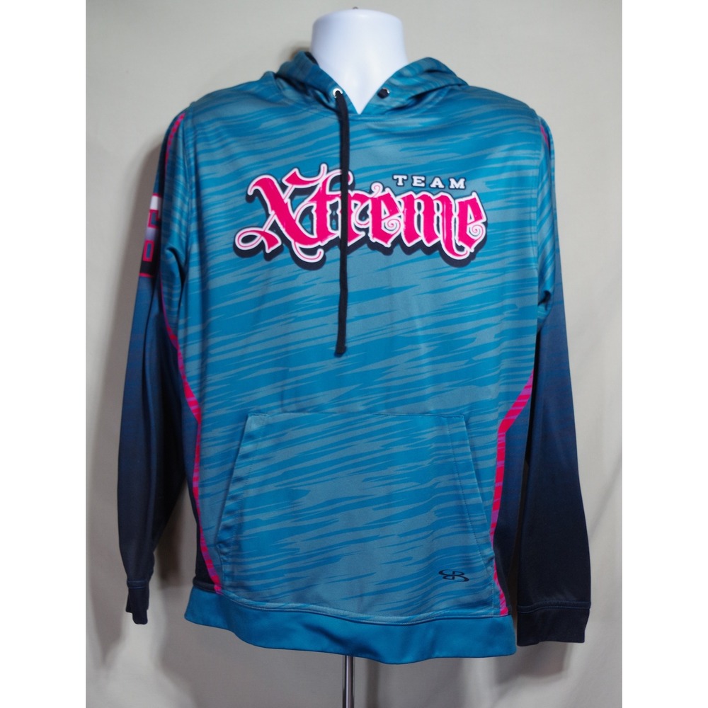 Boombah Team Xtreme Hoodie Men's Medium Teal Pink Sublimated Pullover No. 6